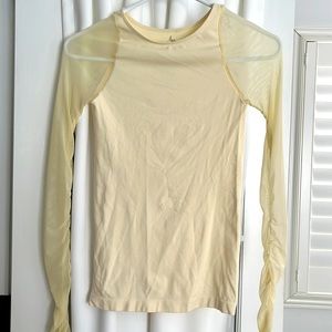 Free People Cream Long Sleeve Top